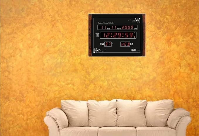 Ajanta Quartz Plastic Digital Red Led Rectangle Wall Clock
