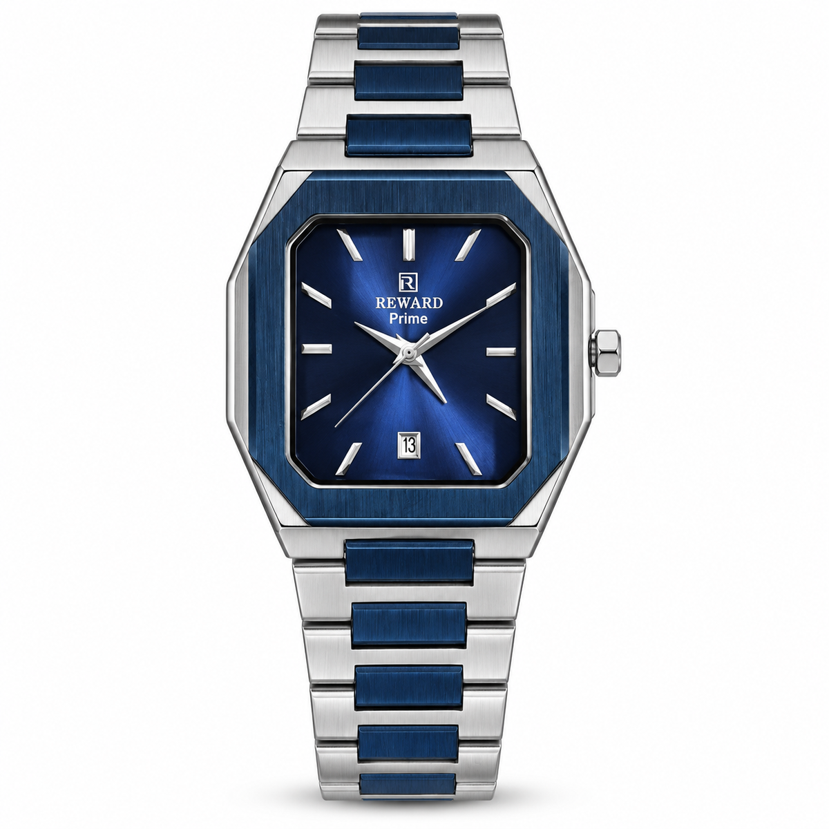 REWARD Prime Blue Dial Men's Watch – Silver & Blue Two-Tone Metal Bracelet