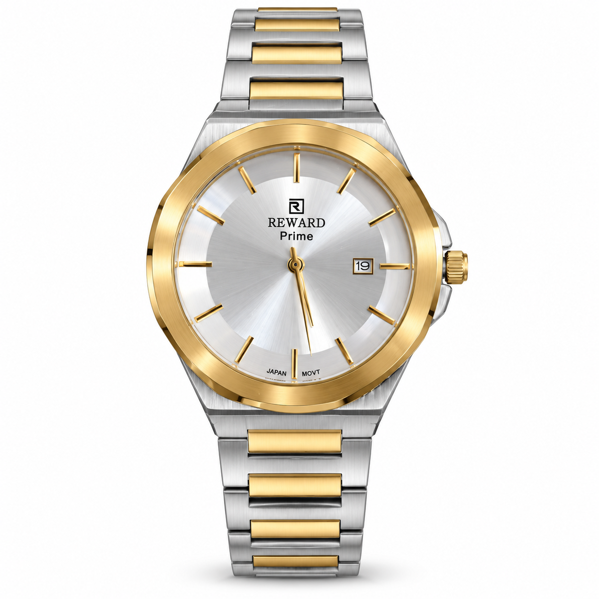 REWARD Prime Silver & Gold Men's Watch – White Dial Two-Tone Metal Bracelet