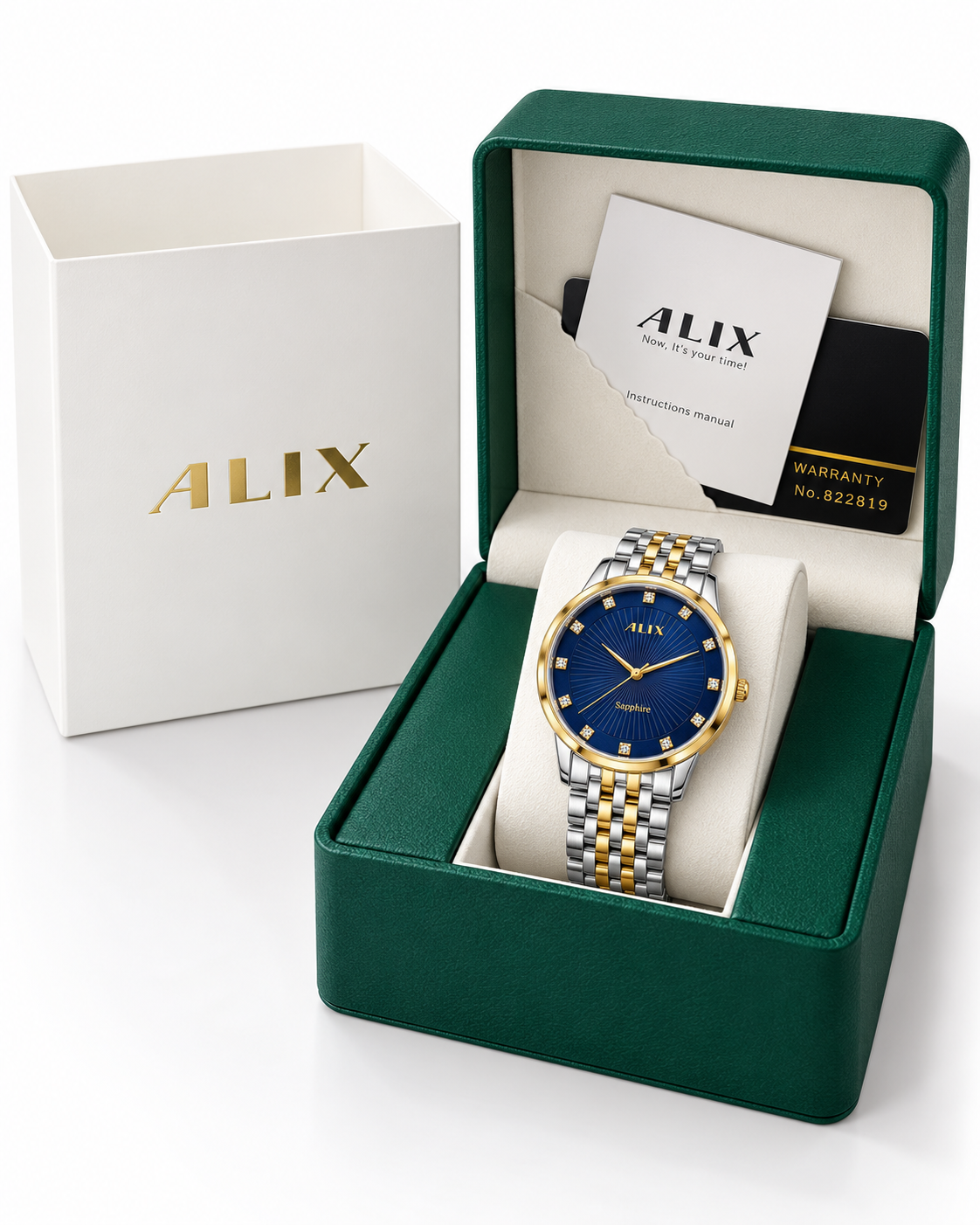 ALIX Extra Slim Blue Dial Silver & Gold Men's Analog Watch – 5mm Thin Case