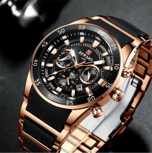 REWARD Men Quartz Watch Multifunction Wristwatch with Date Business Male Watch vip