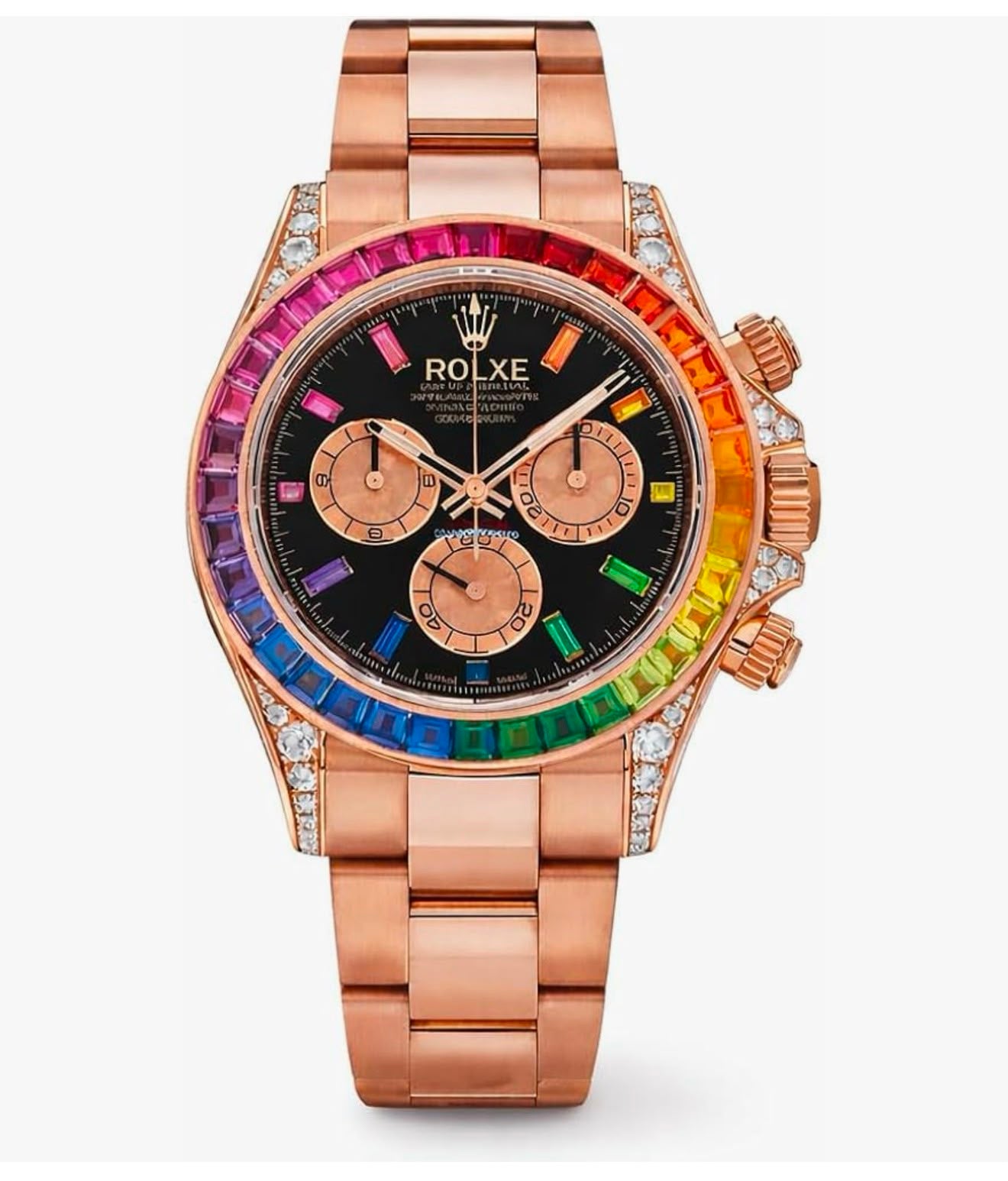 ROLXE Rainbow Chronograph Rose Gold Men's Luxury Watch