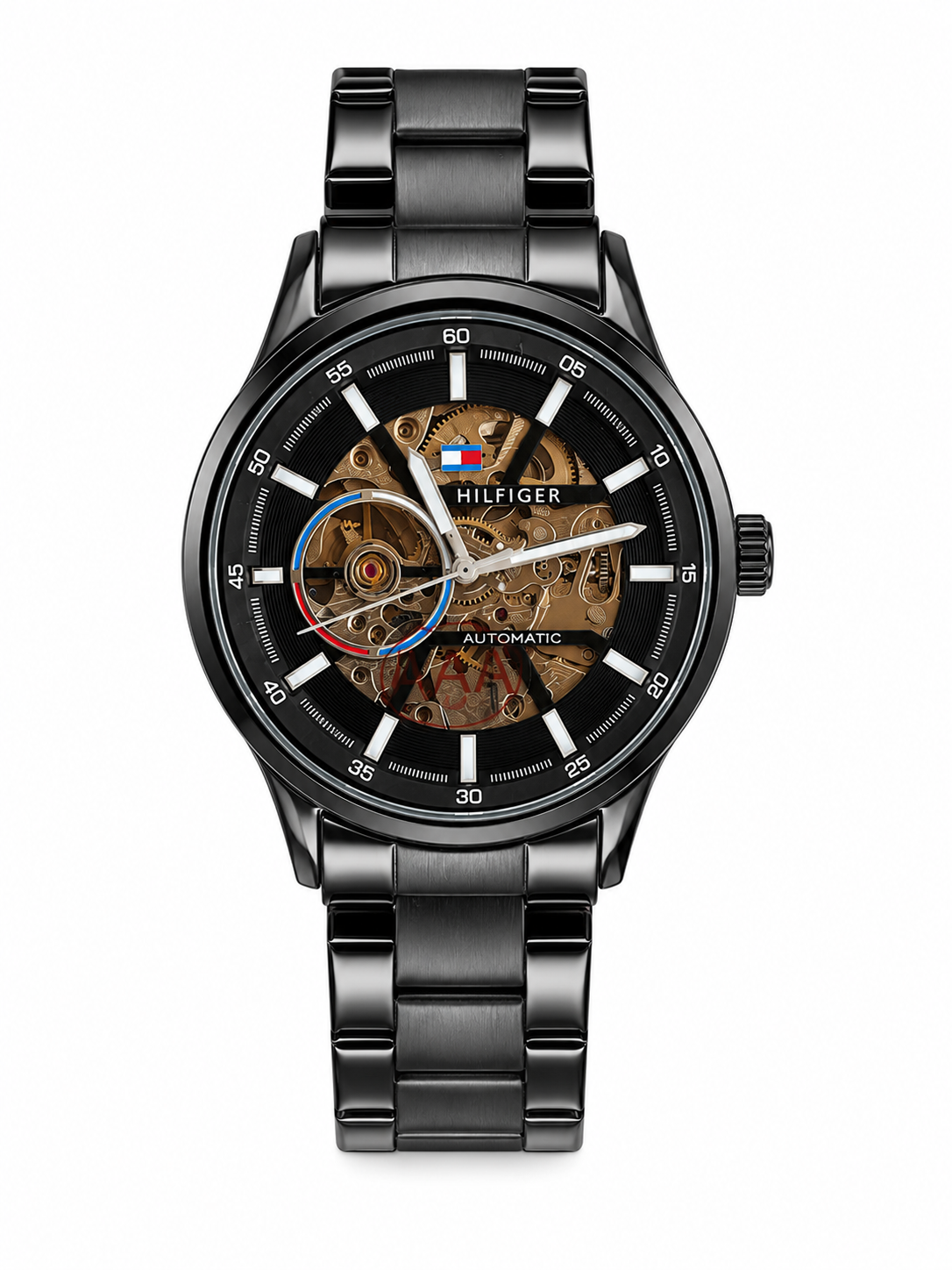 Tommy Hilfiger Modern Automatic Skeleton Black 43mm Men's Watch | Premium Automatic Timepiece