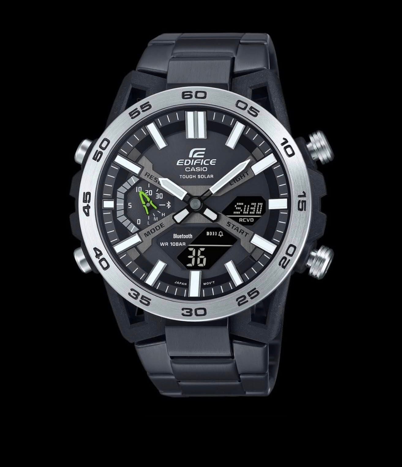 Casio Edifice ECB-2000DC-1BDF Bluetooth Analog-Digital Black Dial Men Watch Black Stainless Steel Strap (ED608)