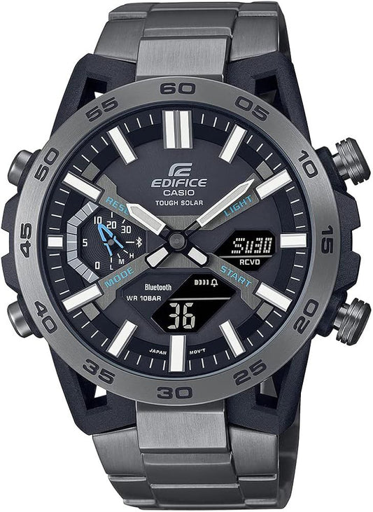 Casio Edifice ECB-2000DC-1BDF Bluetooth Analog-Digital Black Dial Men Watch Black Stainless Steel Strap (ED608)