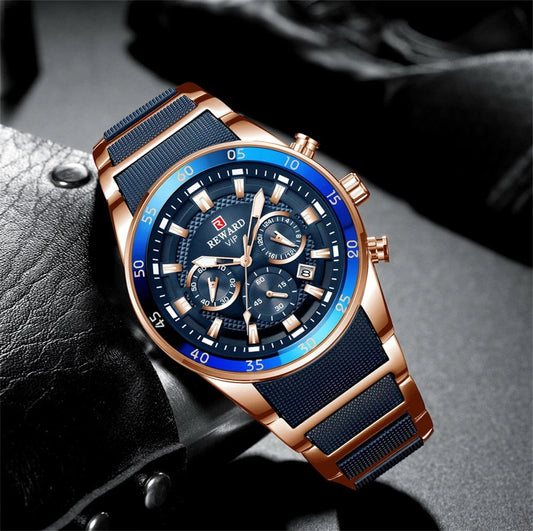 REWARD Men Quartz Watch Multifunction Wristwatch with Date Business Male Watch vip