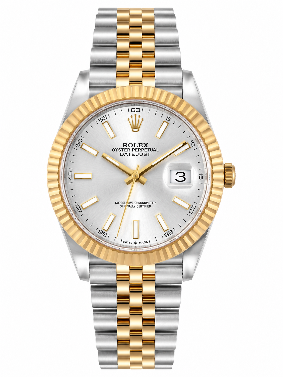 Rolex Luxury Silver  Watch for Men | Green Dial Stainless Steel Date Display (Copy)