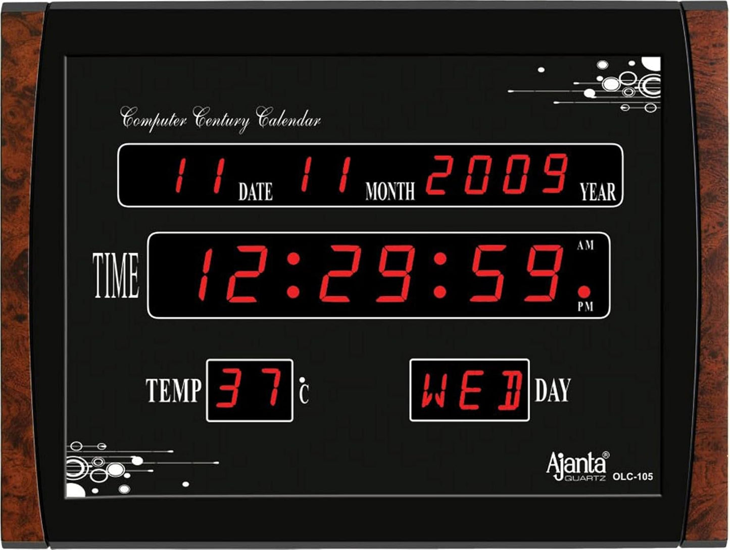 Ajanta Quartz Plastic Digital Red Led Rectangle Wall Clock