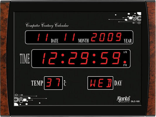 Ajanta Quartz Plastic Digital Red Led Rectangle Wall Clock