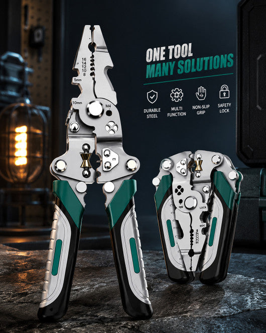 Multifunction Wire Stripper Tool with Wire Cutter & Crimping Function, Stainless Steel Cable Stripping Pliers for Electrical Work | Multi Purpose Hand Tool for Electricians