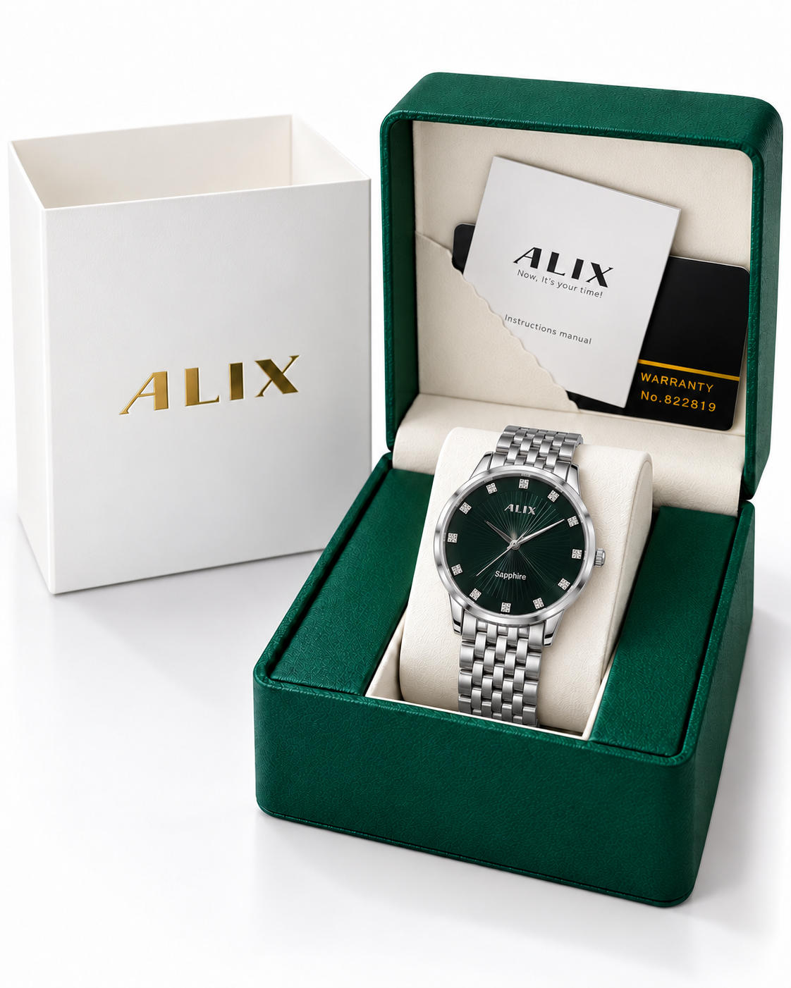 ALIX Extra Slim Green Dial Silver Men's Analog Watch – 5mm Thin Case
