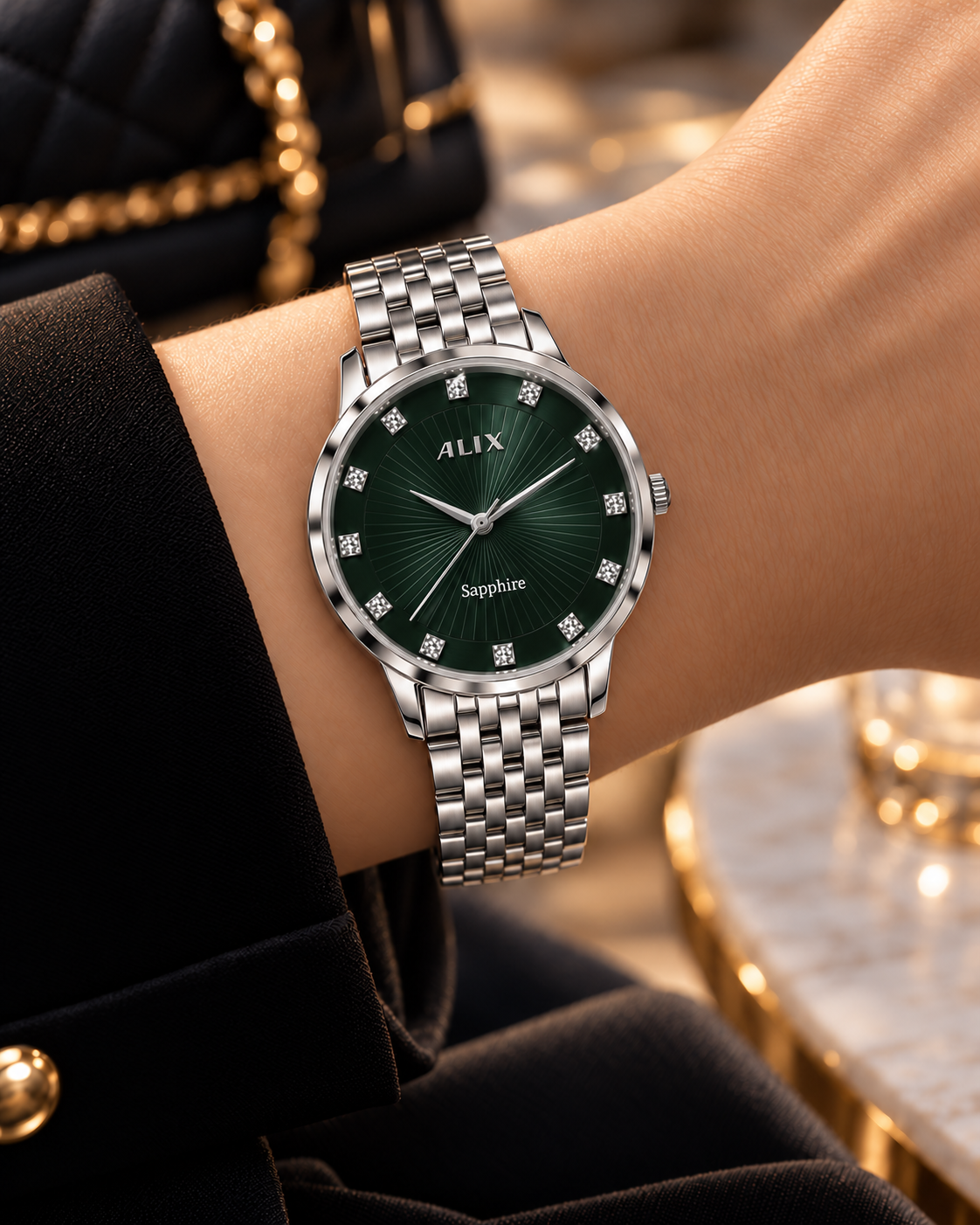 ALIX Extra Slim Green Dial Silver Men's Analog Watch – 5mm Thin Case
