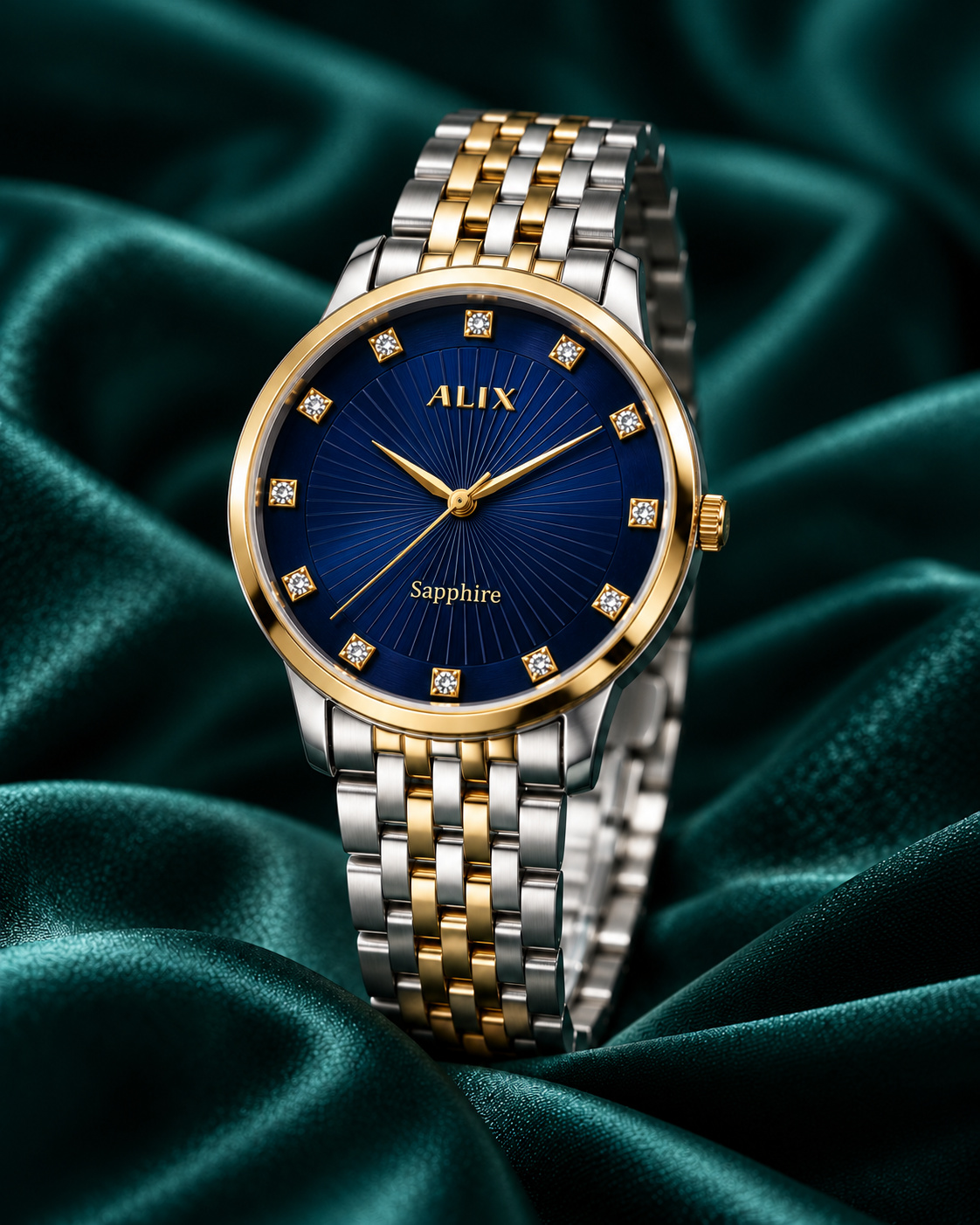 ALIX Extra Slim Blue Dial Silver &amp; Gold Men's Analog Watch – 5mm Thin Case