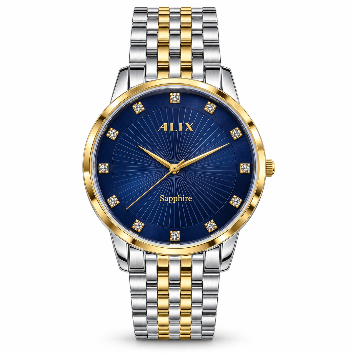 ALIX Extra Slim Blue Dial Silver &amp; Gold Men's Analog Watch – 5mm Thin Case
