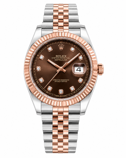 Luxury Two-Tone Rose Gold & Silver Watch for Men | Premium Diamond Style Date Display
