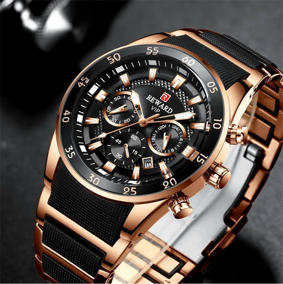 REWARD Men Quartz Watch Multifunction Wristwatch with Date Business Male Watch vip