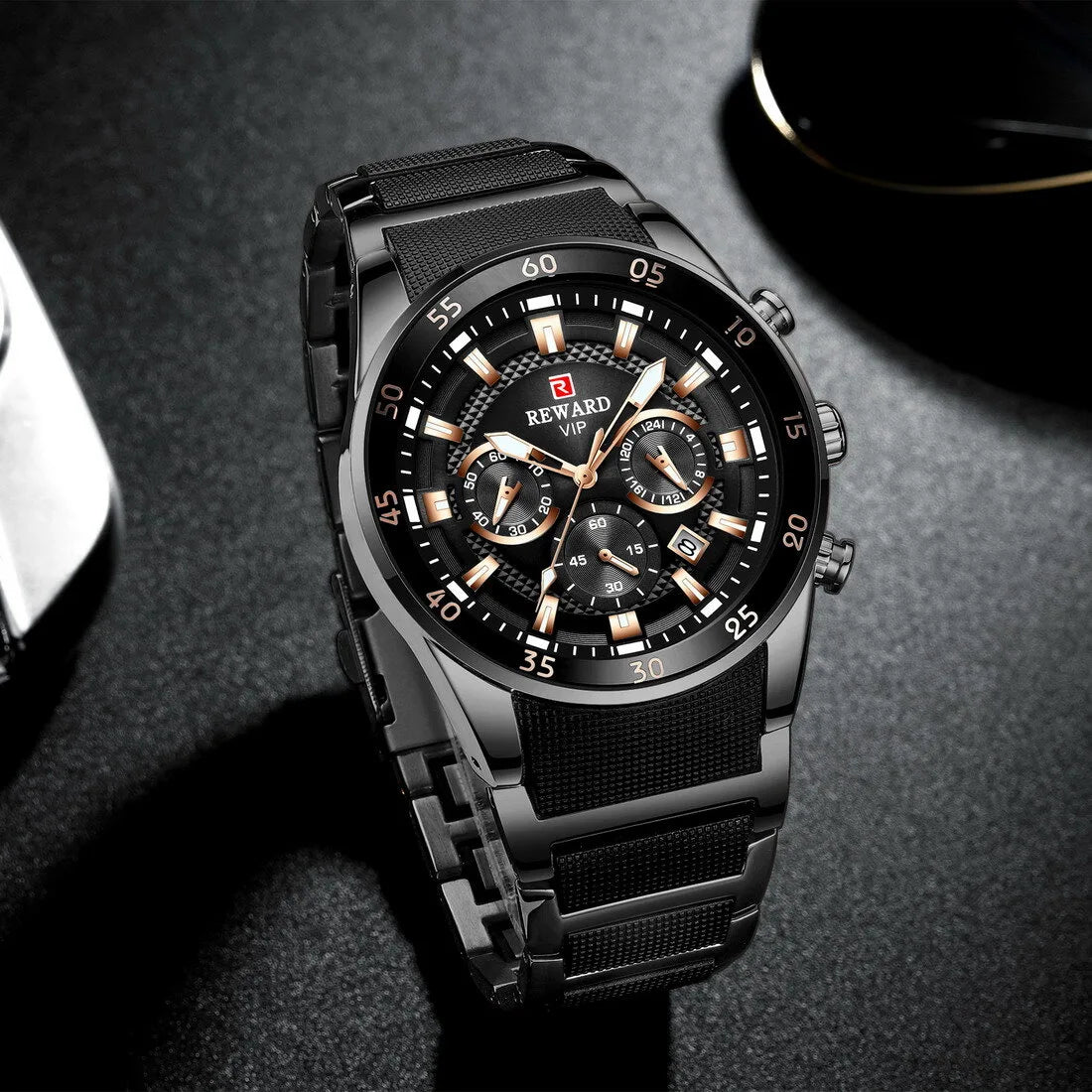 REWARD RD108 BB Full Black Chronograph Men's Watch