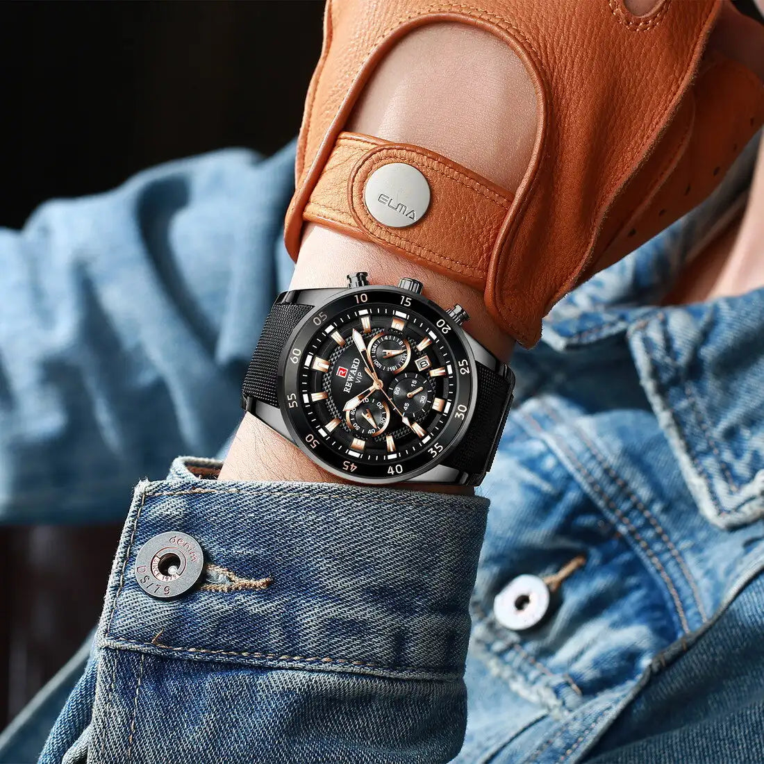 REWARD RD108 BB Full Black Chronograph Men's Watch