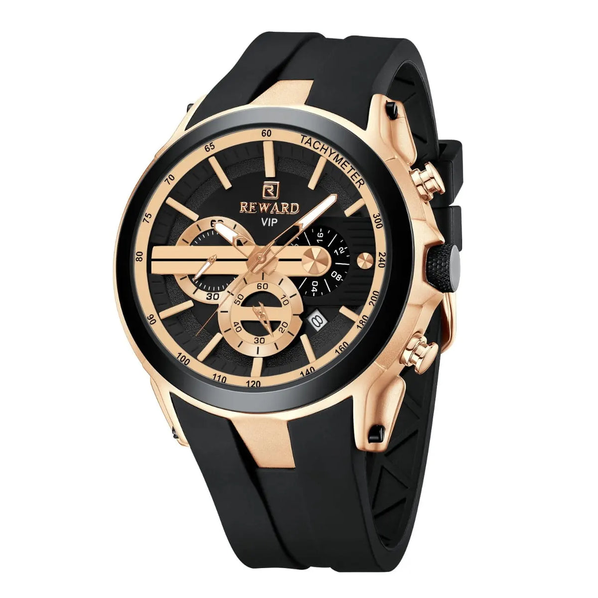 REWARD RD137RGB Rose Gold &amp; Black Chronograph Watch for Men