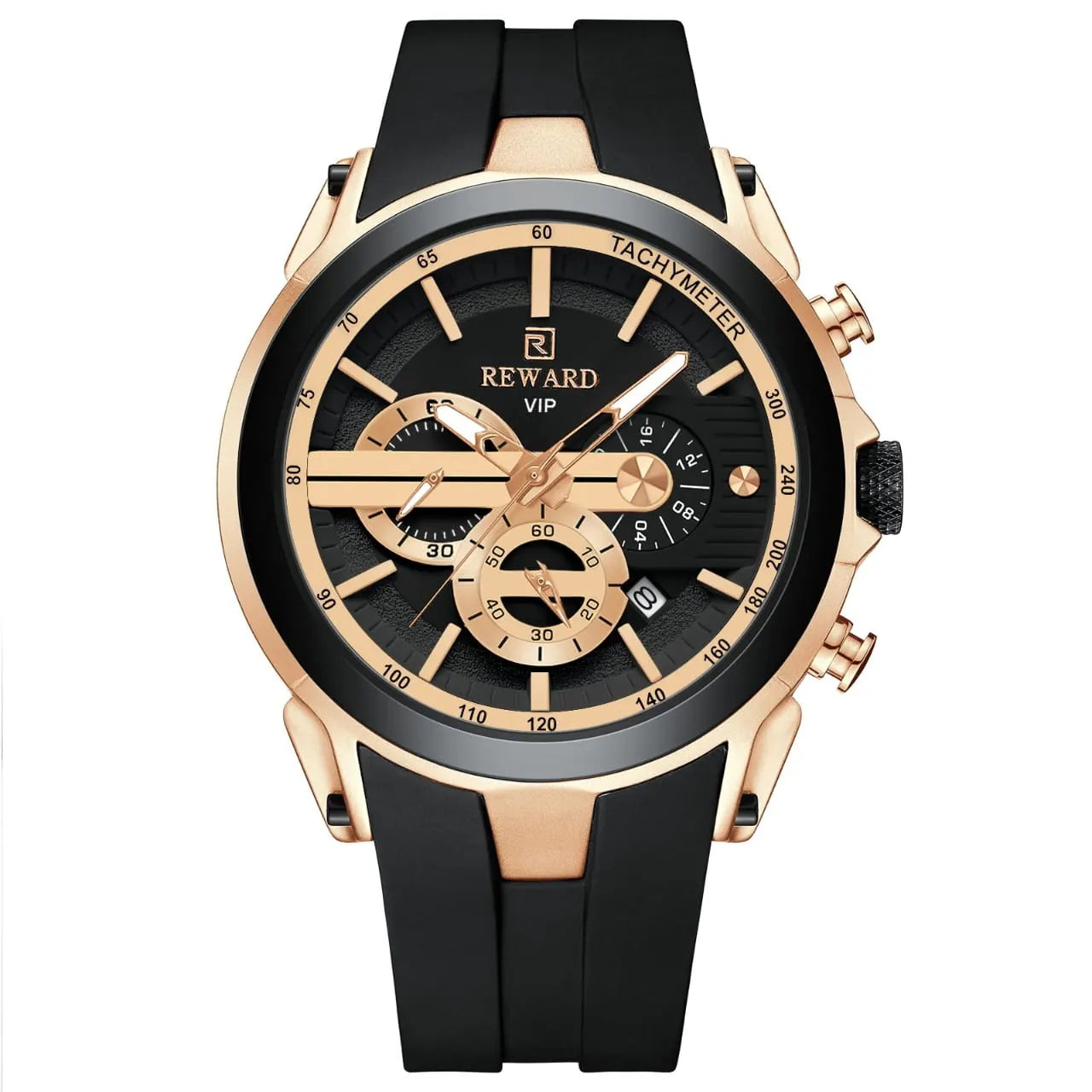 REWARD RD137RGB Rose Gold &amp; Black Chronograph Watch for Men
