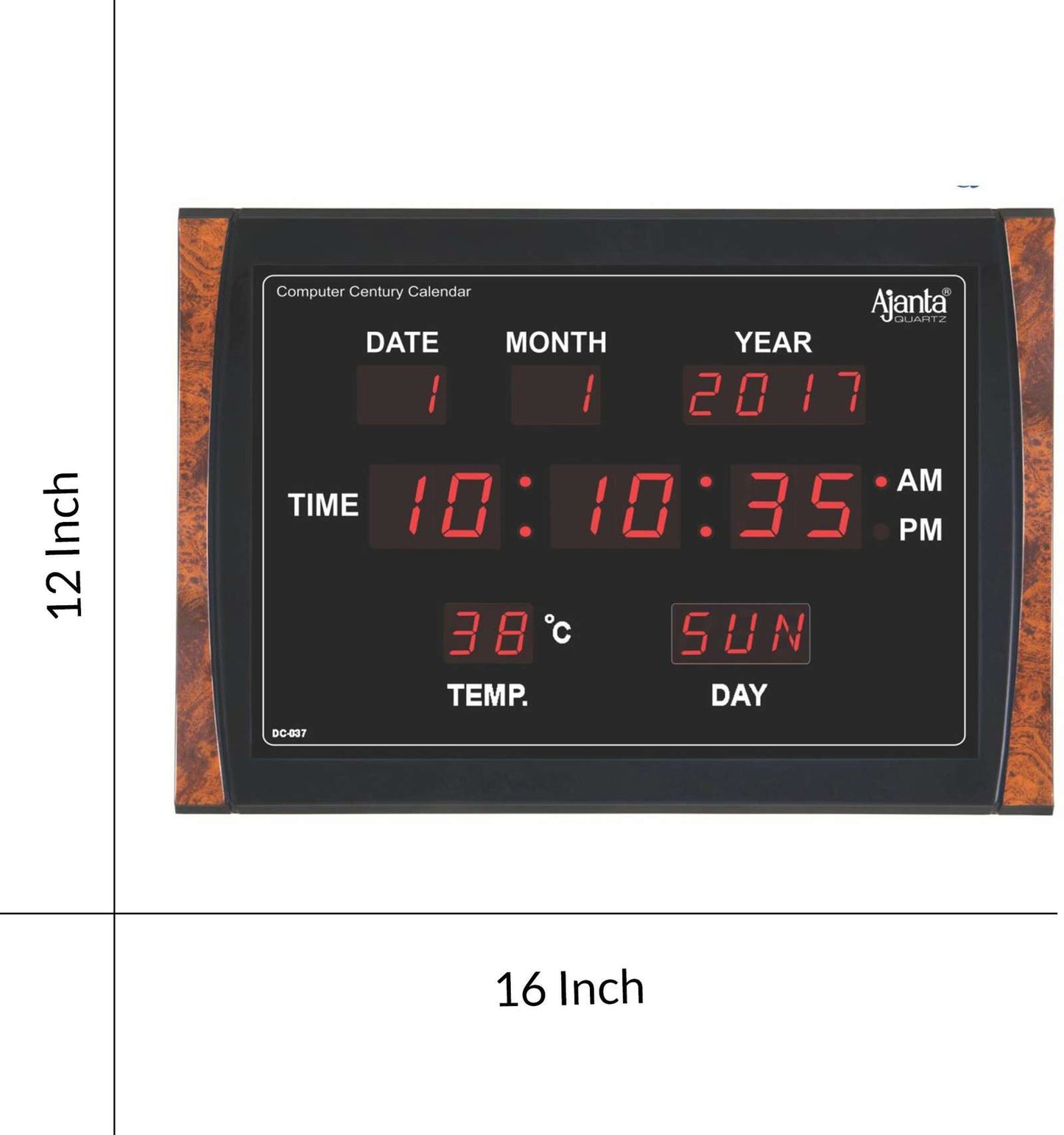 Ajanta Quartz Plastic Digital Red Led Rectangle Wall Clock