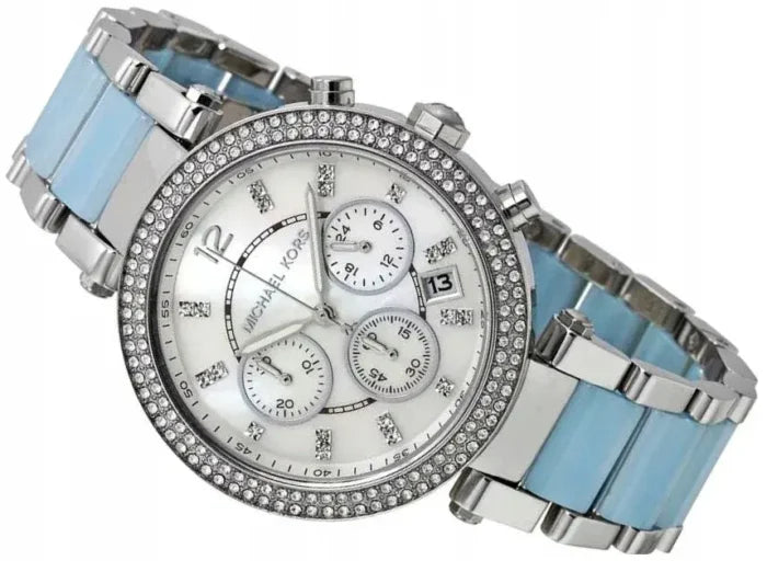 Michael Kors Watch - Michael Kors Parker White Dial Two Tone Steel Strap Watch for Women - MK6138
