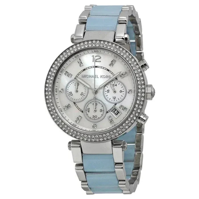 Michael Kors Watch - Michael Kors Parker White Dial Two Tone Steel Strap Watch for Women - MK6138