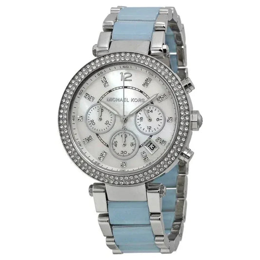 Michael Kors Watch - Michael Kors Parker White Dial Two Tone Steel Strap Watch for Women - MK6138