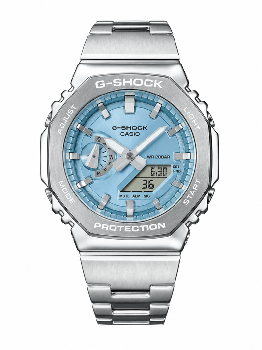 G-SHOCK CASIO Silver Blue Analog Digital Premium Men's Watch | Stainless Steel Luxury Sports Watch