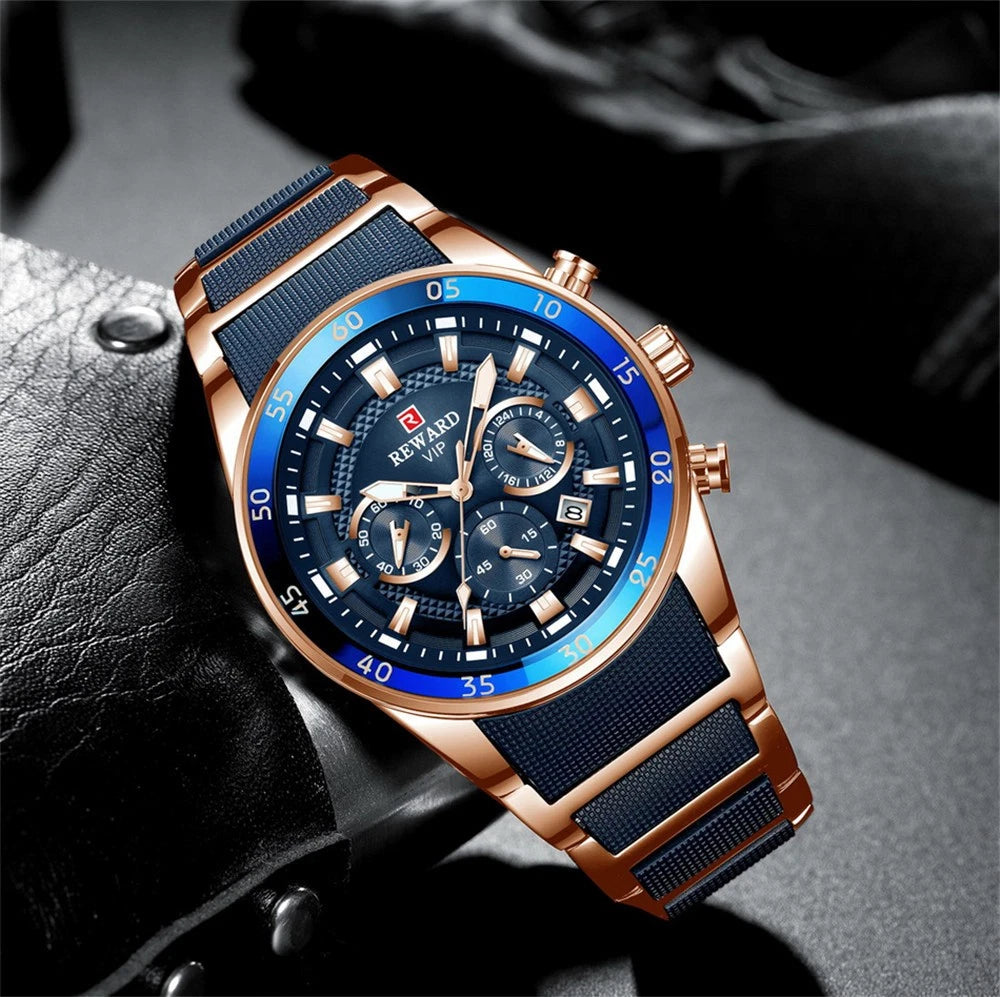 REWARD Men Quartz Watch Multifunction Wristwatch with Date Business Male Watch vip